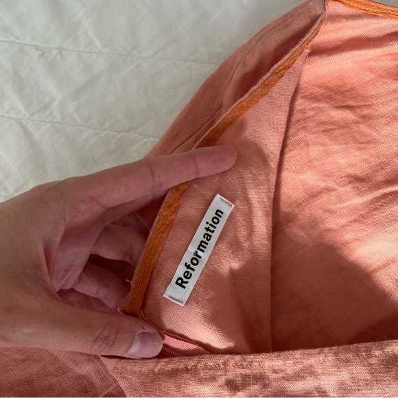 Reformation Dory Halter Mini Dress in Peaches - Picture 5 of 6